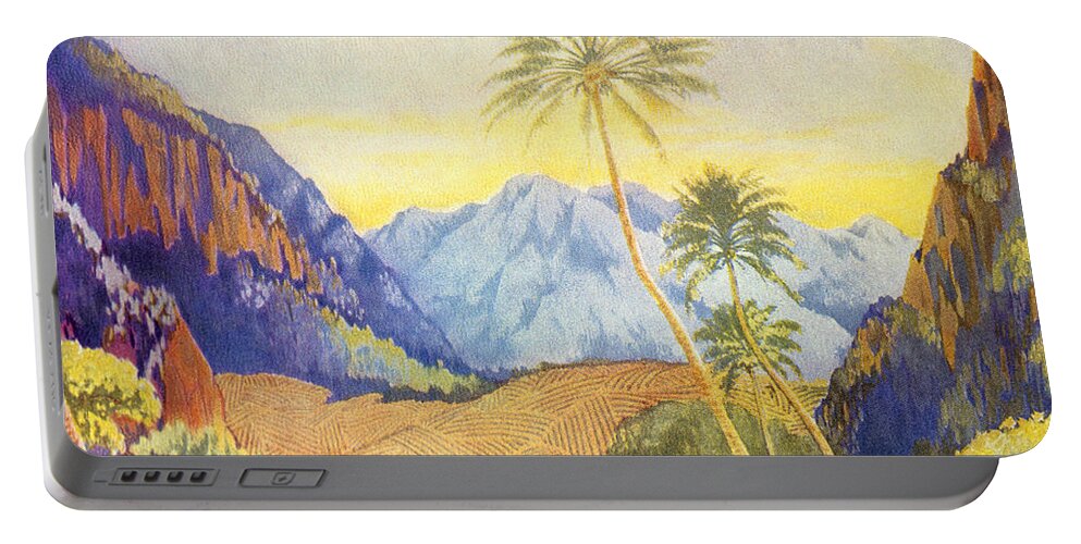 1922 Portable Battery Charger featuring the painting Tropical Vintage Hawaii by Hawaiian Legacy Archive - Printscapes