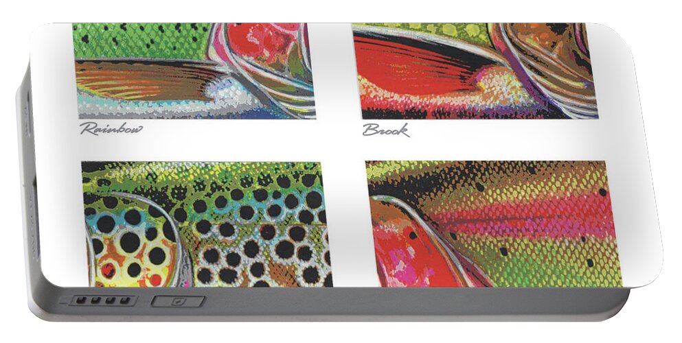 Jon Q Wright Portable Battery Charger featuring the painting Trout Colors by Jon Q Wright