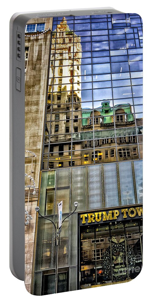 Trump Portable Battery Charger featuring the photograph Trump Tower With Reflections by Walt Foegelle