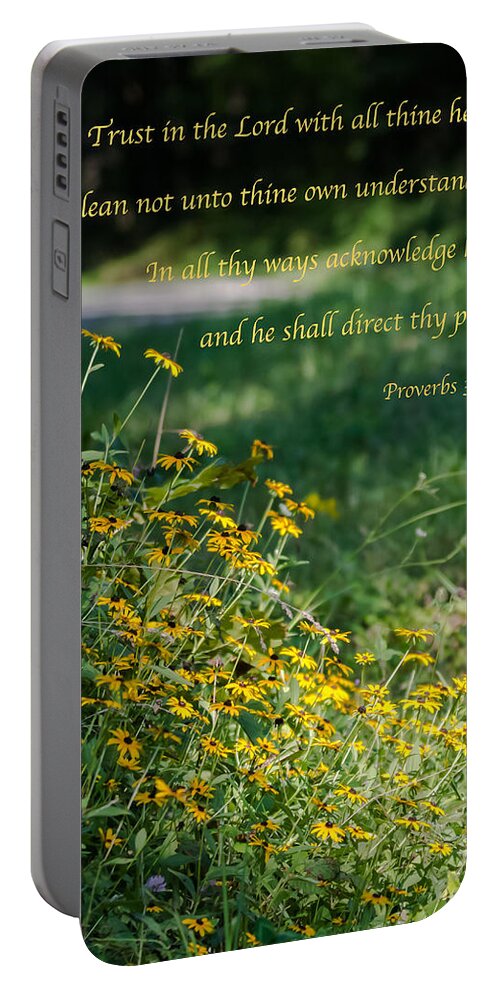 Proverbs 3:5-6 Portable Battery Charger featuring the photograph Trust In The Lord- Blackeyed Susans by Holden The Moment