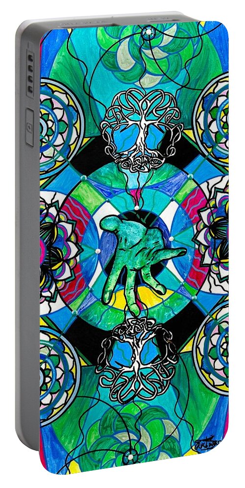 Vibration Portable Battery Charger featuring the painting Trust by Teal Eye Print Store