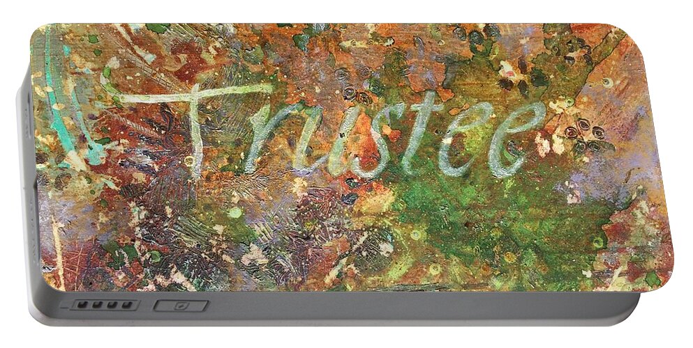 Abstract Art Portable Battery Charger featuring the painting Trustee by Laura Pierre-Louis