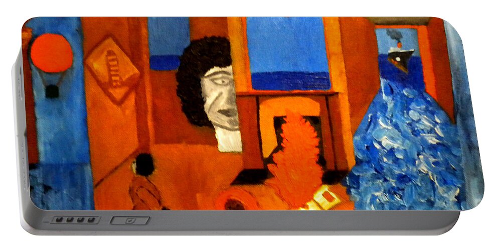 Colette Portable Battery Charger featuring the painting Trying to find the way out or is it better to stay  by Colette V Hera Guggenheim