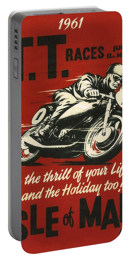 Tt Portable Battery Charger featuring the digital art TT Races 1961 by Georgia Fowler