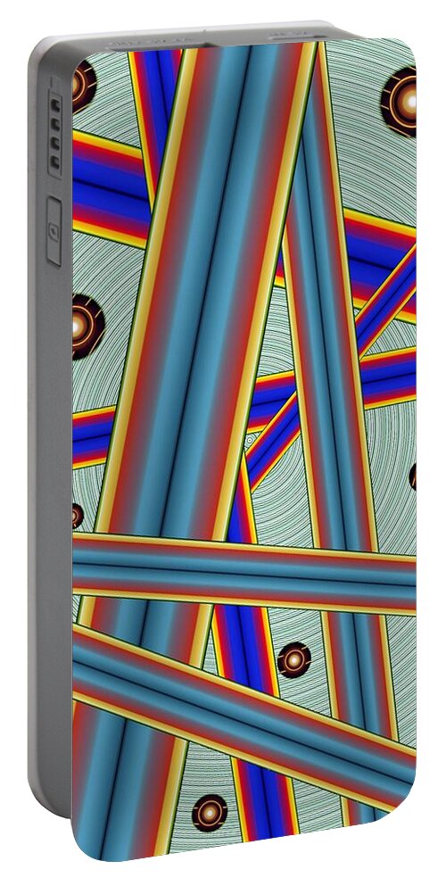 Abstract Portable Battery Charger featuring the digital art Tubes Two by Ronald Bissett