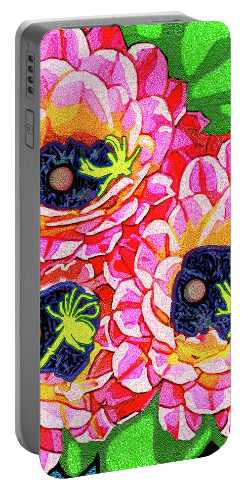 Desert Portable Battery Charger featuring the digital art Tucson Cactus Bloom by Rod Whyte