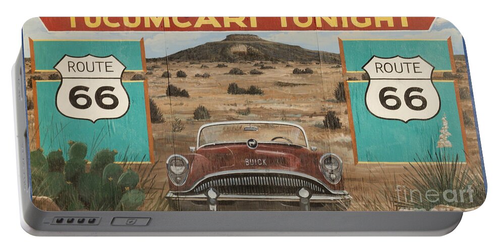 Tucumcari Tonight On Route 66 Portable Battery Charger featuring the photograph Tucumcari Tonight On Route 66 by Priscilla Burgers