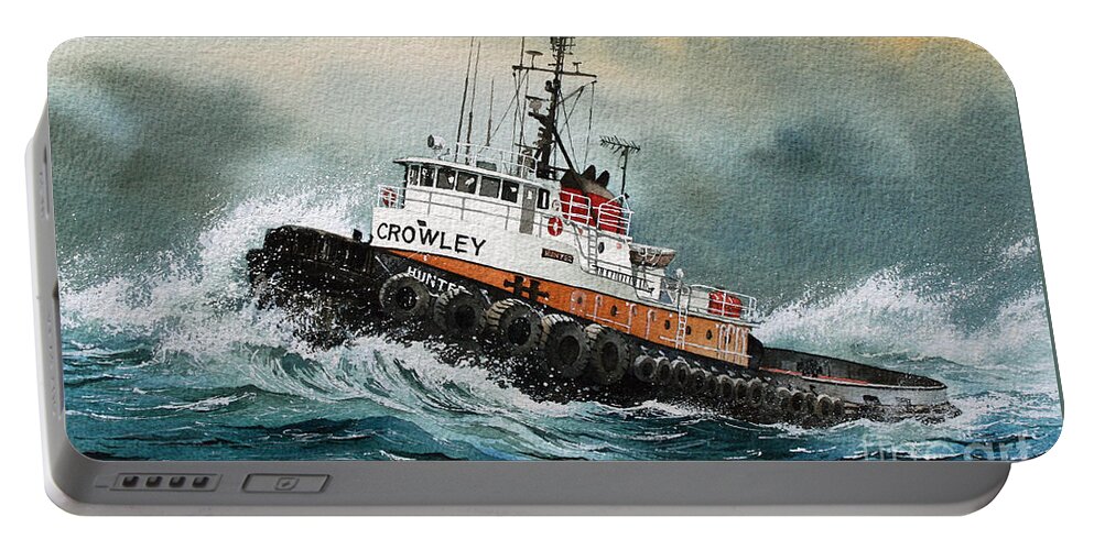 Tugs Portable Battery Charger featuring the painting Tugboat HUNTER CROWLEY by James Williamson