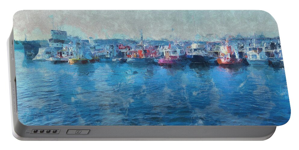 Boats Portable Battery Charger featuring the photograph Tugboat Rainbow by Claire Bull