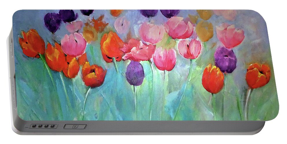 Tulip Portable Battery Charger featuring the digital art Tulip Timeless By Lisa Kaiser by Lisa Kaiser