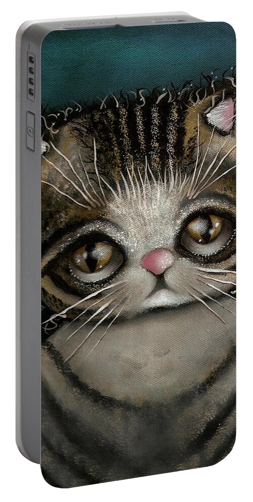 Kittie Cat Portable Battery Charger featuring the painting Tully by Abril Andrade