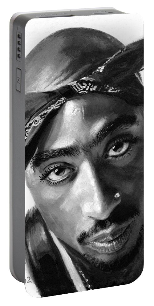 Tupac Shakur Portable Battery Charger featuring the painting Tupac Shakur by Ylli Haruni