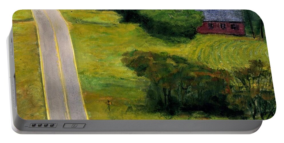 Iowa Portable Battery Charger featuring the painting Turkey Tailed Barn by Randy Sprout