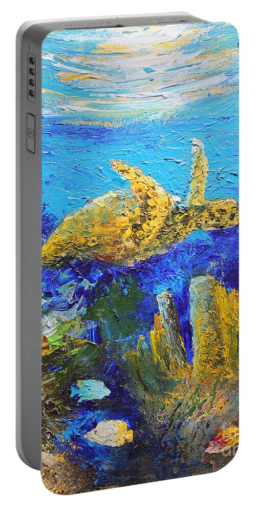 Turtle Portable Battery Charger featuring the painting Turtle Reef by Jerome Wilson