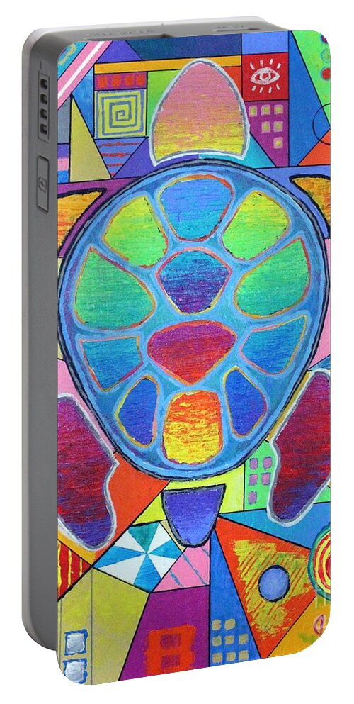 Turtle Portable Battery Charger featuring the painting Turtle Turtle by Jeremy Aiyadurai