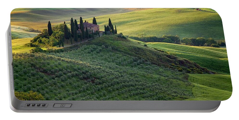 European Art Portable Battery Charger featuring the photograph Green Hills of Val De L' Orca Tuscan Villa by Harriet Feagin