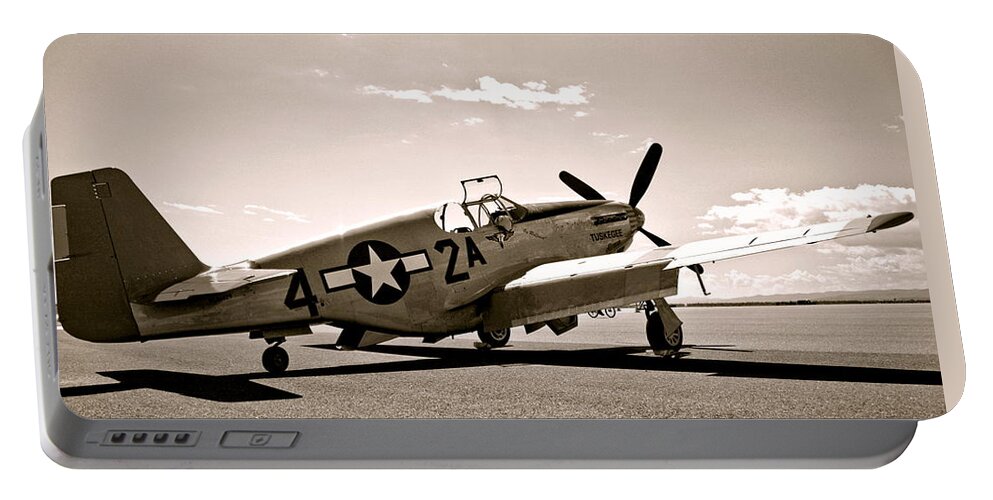 Tuskegee Portable Battery Charger featuring the photograph Tuskegee Airmen Vintage P51 Mustang Fighter Plane by Amy McDaniel