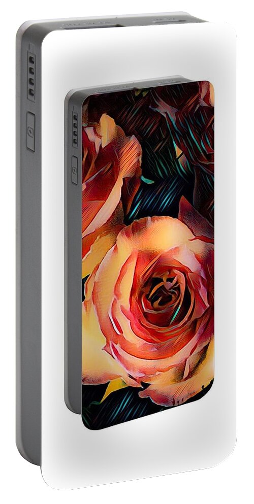 Twilight N Rose Iphone Matching Charger Portable Battery Charger featuring the digital art Twilight N Rose Matching iPhone Charger by Gayle Price Thomas