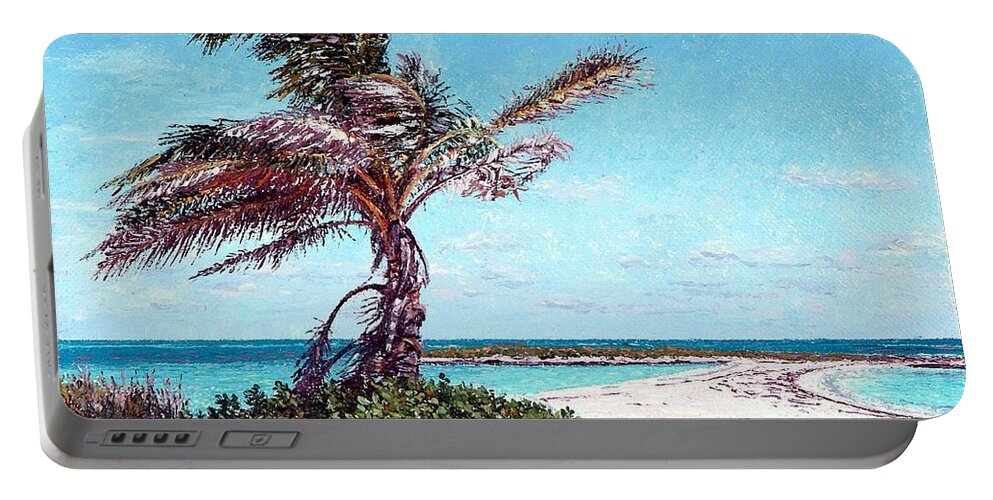 Eddie Portable Battery Charger featuring the painting Twin Cove Palm by Eddie Minnis