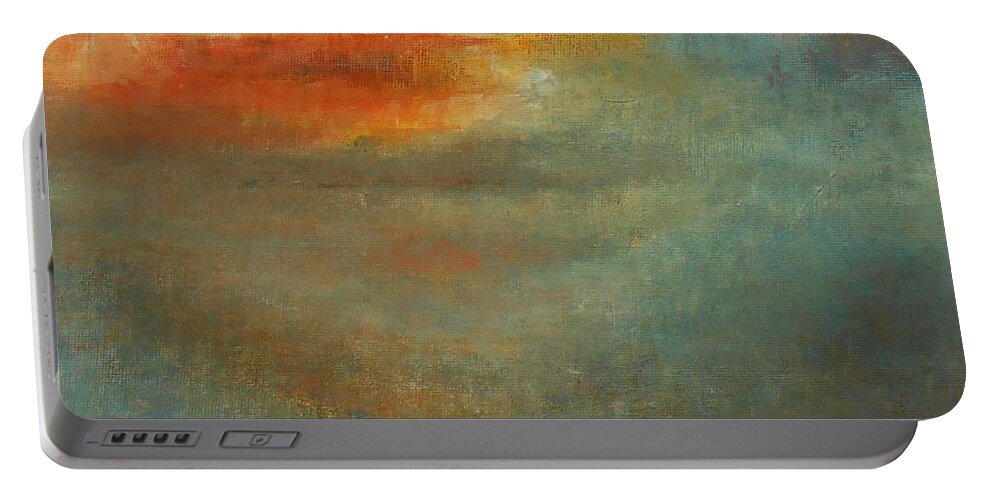Abstract Portable Battery Charger featuring the painting Twin Flame by Jane See