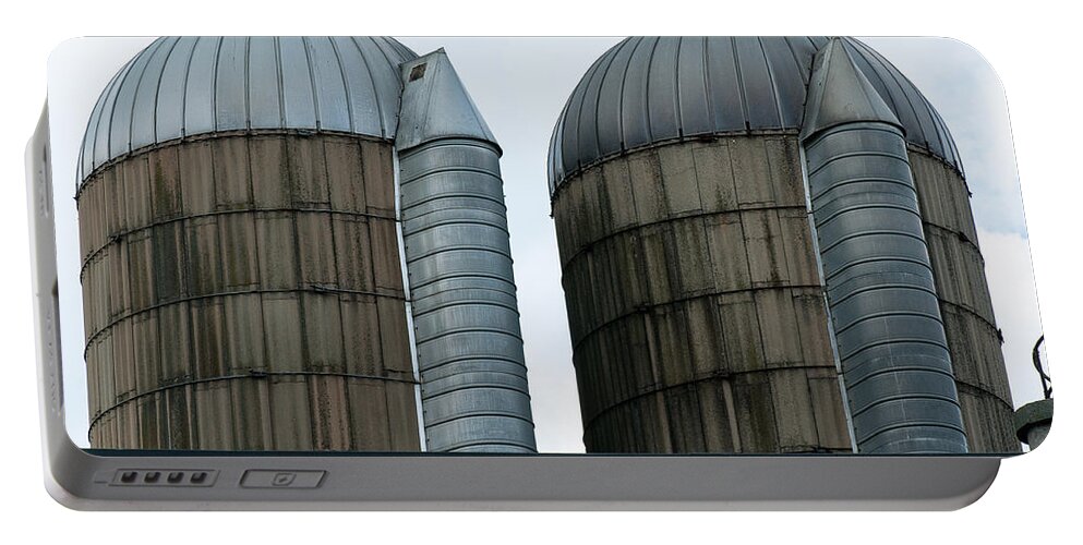 Color Image Portable Battery Charger featuring the photograph Twin silos by Brian Green
