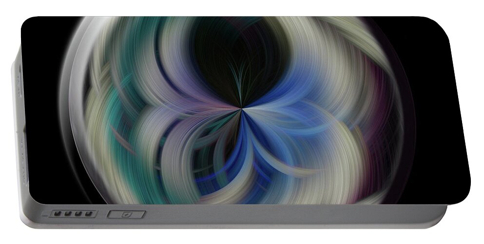 Abstract Portable Battery Charger featuring the photograph Twirl Line Orb by Judy Wolinsky