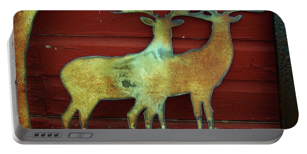 Deer Portable Battery Charger featuring the photograph Two Bucks 1 by Larry Campbell