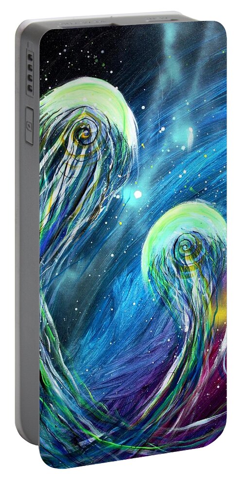 Jellyfish Portable Battery Charger featuring the painting Two Into by J Vincent Scarpace