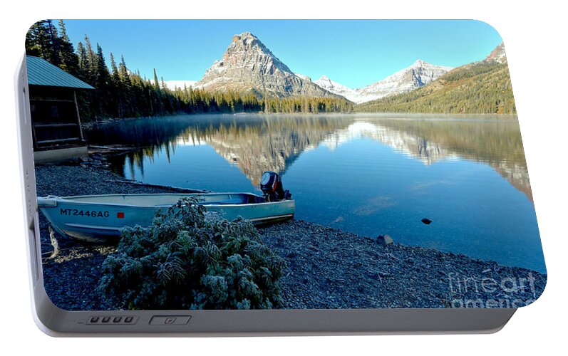  Portable Battery Charger featuring the photograph Two Medicine Boat 4 by Adam Jewell