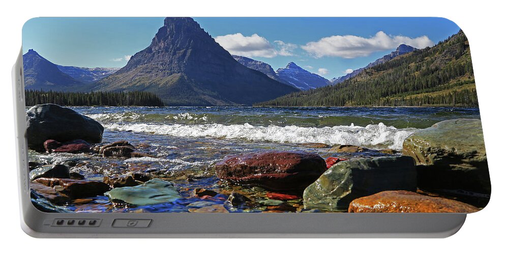 Glacier Portable Battery Charger featuring the photograph Two Medicine Lake by Diana Marcoux