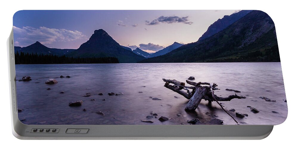 Clements Mountain Portable Battery Charger featuring the photograph two medicine lake, MT 2 by Mati Krimerman