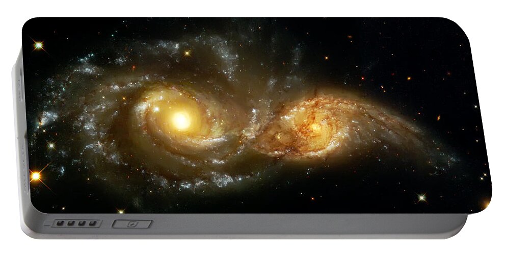 Nebula Portable Battery Charger featuring the photograph Two Spiral Galaxies by Jennifer Rondinelli Reilly - Fine Art Photography