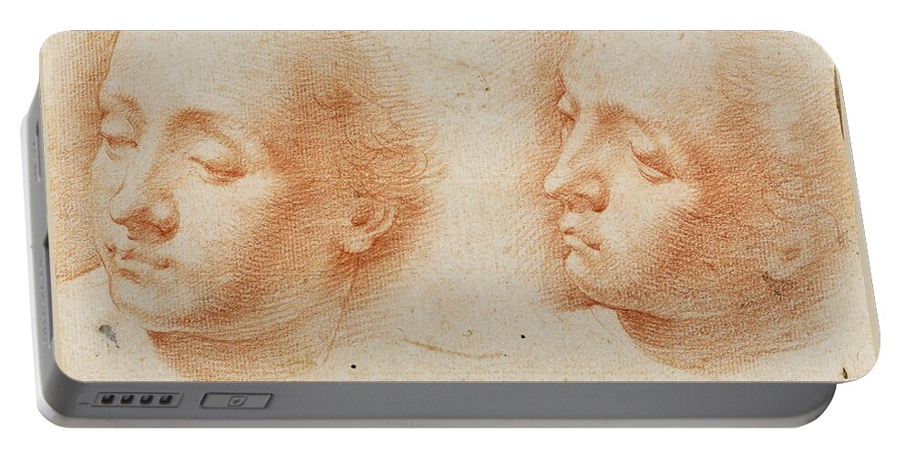 Alessandro Casolani Portable Battery Charger featuring the drawing Two studies of a Woman's Head by Alessandro Casolani