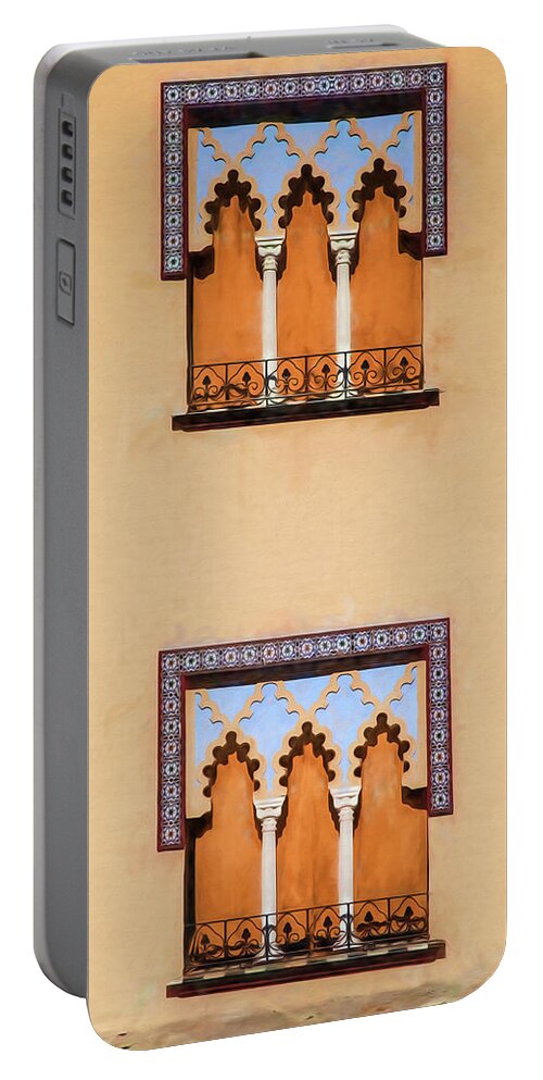 Arabic Portable Battery Charger featuring the photograph Two Windows of Cordoba by David Letts