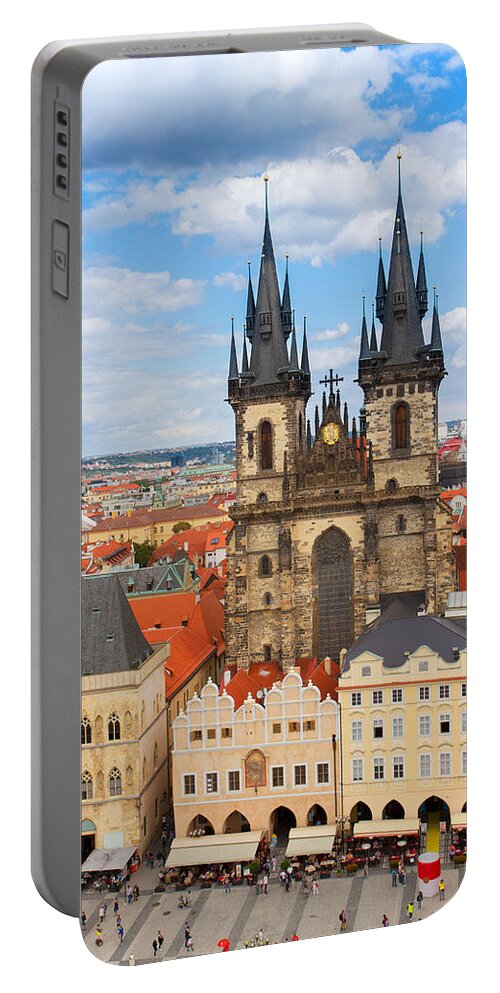 Prague Portable Battery Charger featuring the photograph Tyn Cathedral in Prague by Anastasy Yarmolovich