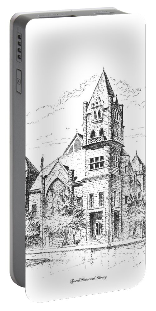 Tyrrell Historical Library Portable Battery Charger featuring the drawing Tyrrell Historical Library by Randy Welborn
