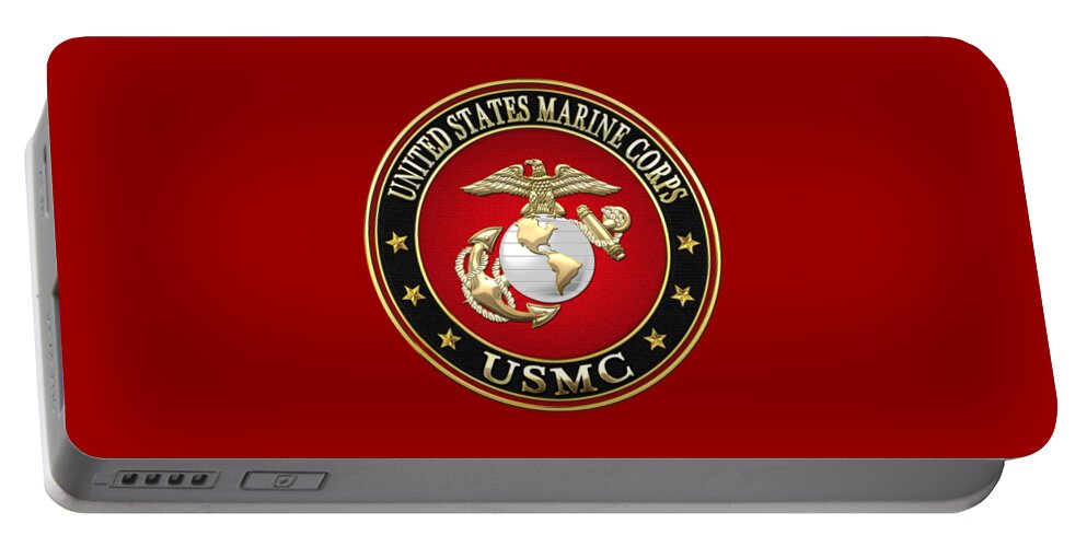 'military Insignia & Heraldry 3d' Collection By Serge Averbukh Portable Battery Charger featuring the digital art U. S. Marine Corps - U S M C Emblem Special Edition by Serge Averbukh
