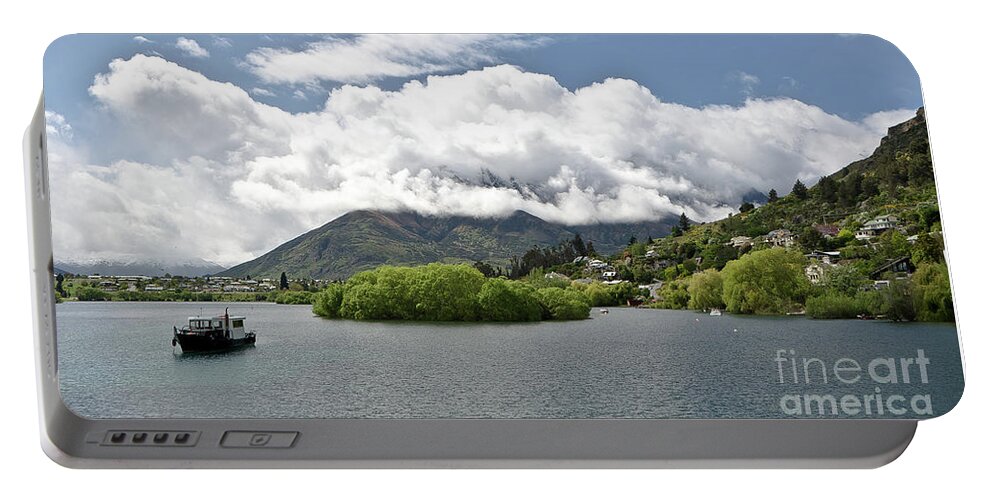 Queenstown Portable Battery Charger featuring the photograph ueenstown New Zealand. Remarkable ranges and lake Wakatipu. by Yurix Sardinelly
