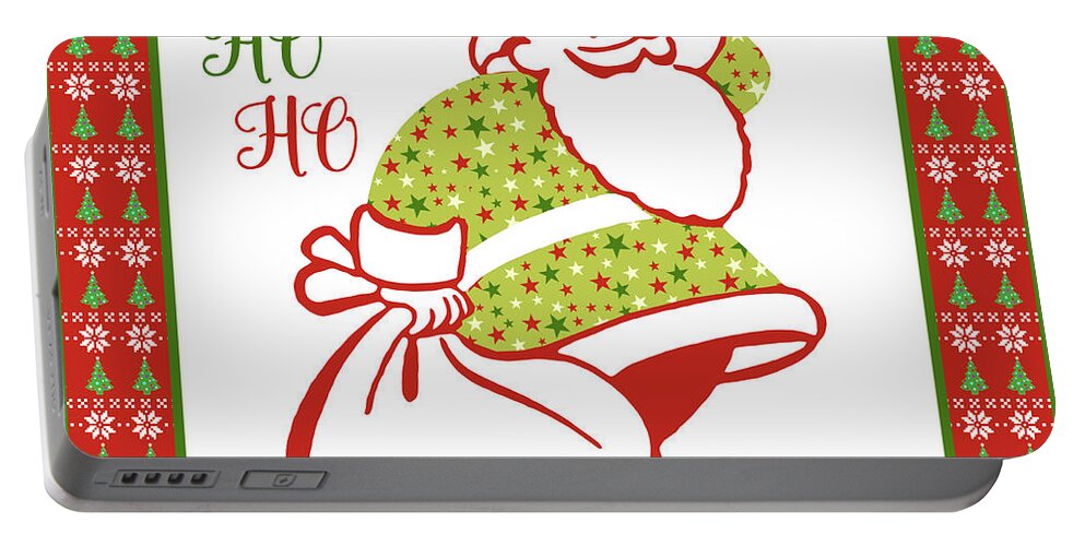 Ugly Christmas Sweater Santa Portable Battery Charger featuring the digital art Ugly Christmas Sweater Santa-C by Jean Plout