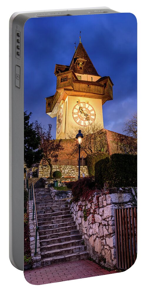 Graz Portable Battery Charger featuring the photograph Uhrturm by Fink Andreas