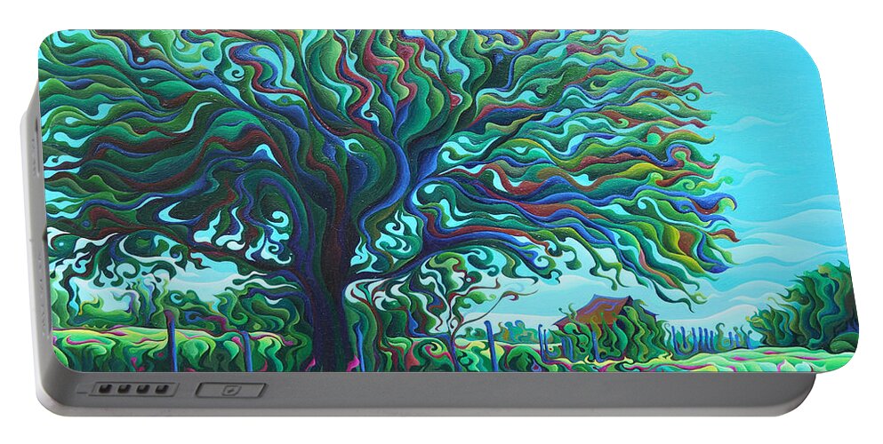 Tree Portable Battery Charger featuring the painting UmBrOaken Stillness by Amy Ferrari