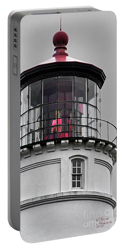 Umpqua Lighthouse Art Portable Battery Charger featuring the photograph Umpqua Lighthouse by David Millenheft