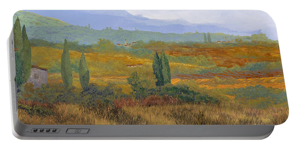 Landscape Portable Battery Charger featuring the painting un altro pomeriggio a spasso in Toscana by Guido Borelli