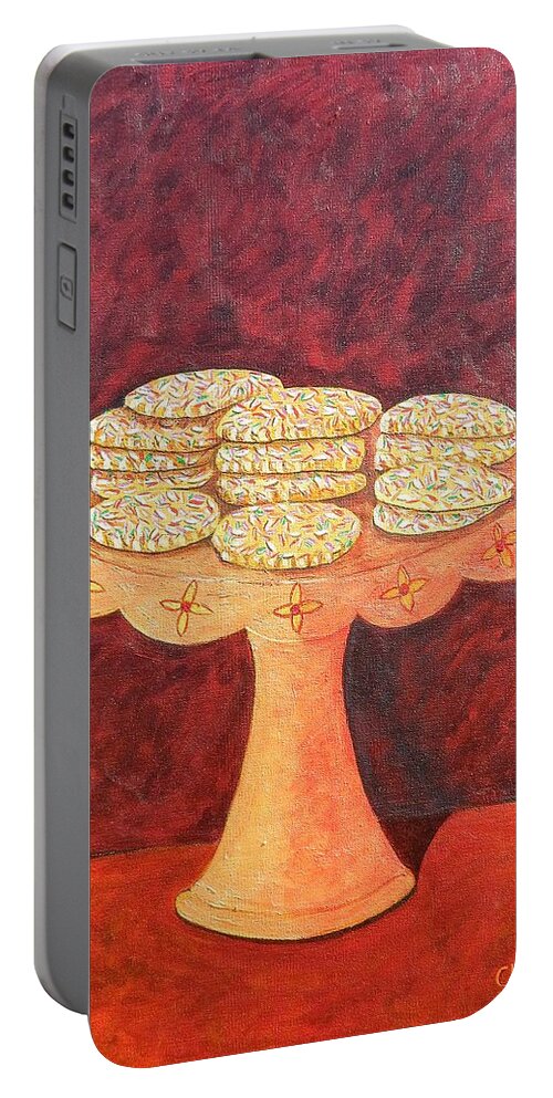 Mexican Pastries Portable Battery Charger featuring the painting Unas galletas mexicanas by Manny Chapa