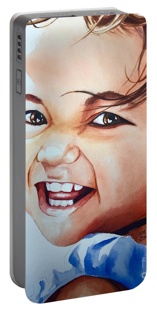 Little Girl Portable Battery Charger featuring the painting Unbridled Joy by Michal Madison