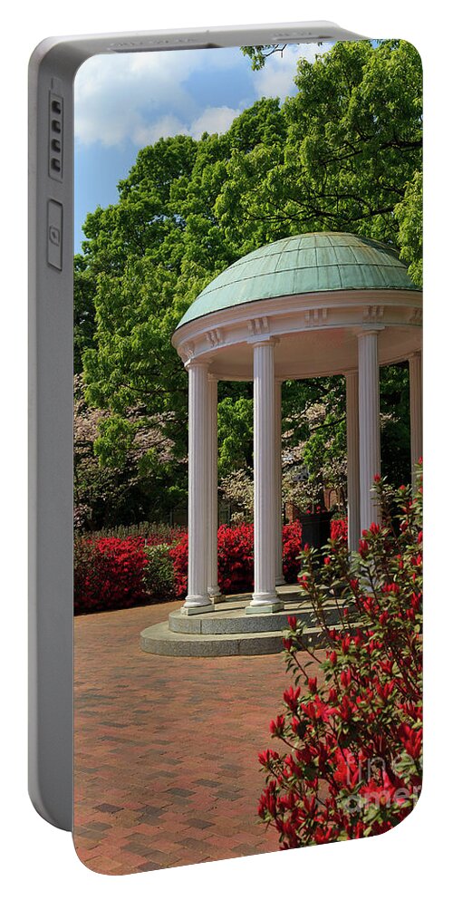 The Old Well Portable Battery Charger featuring the photograph UNC-CH Old Well in the Spring by Jill Lang