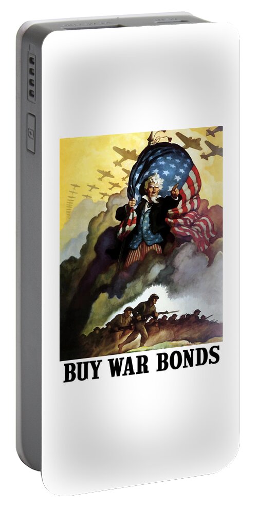Uncle Sam Portable Battery Charger featuring the painting Uncle Sam - Buy War Bonds by War Is Hell Store
