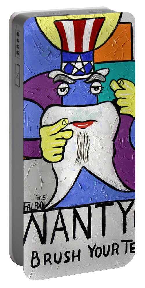 Uncle Sam Tooth Portable Battery Charger featuring the painting Uncle Sam Tooth by Anthony Falbo