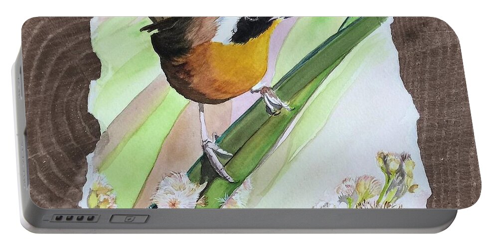 Common Yellow Throat Portable Battery Charger featuring the painting Uncommon Yellowthroat by Sonja Jones