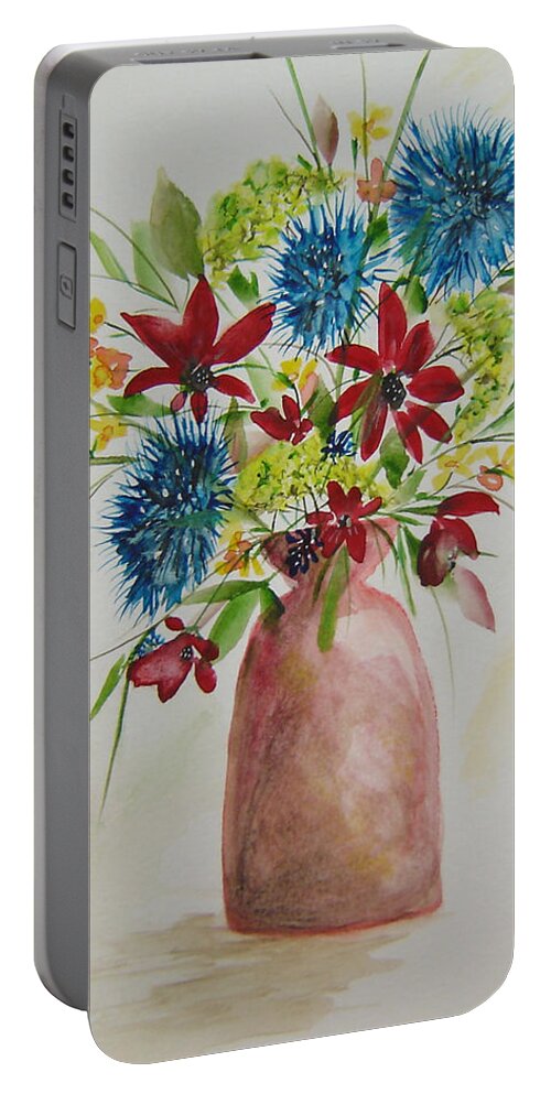 Flowers Portable Battery Charger featuring the painting Uncomplicated Arrangement by Judith Rhue